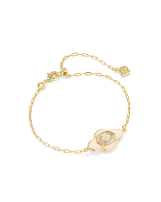 Abbie Medallion Delicate Gold Chain Bracelet in Neutral Mix