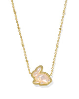 Bunny Gold Short Pendant Necklace in Taupe Mother of Pearl
