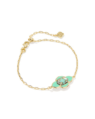 Abbie Medallion Delicate Gold Chain Bracelet in Abalone Sea Green Mix