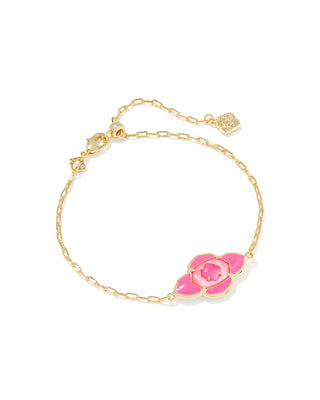 Abbie Medallion Delicate Gold Chain Bracelet in Hot Pink Mix