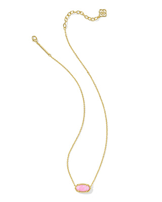 Elisa Gold Short Pendant Necklace in Carnation Kyocera Opal