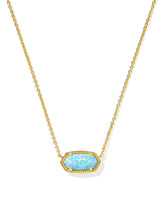 Elisa Gold Short Pendant Necklace in Light Teal Kyocera Opal
