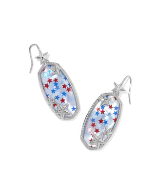 Elle Multi Star Silver Earrings in Red White Blue Illusion