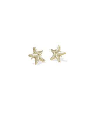Parker Starfish Gold Stud Earring in Natural Mother of Pearl