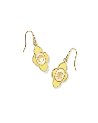 Abbie Medallion Small Gold Drop Earring in Yellow Mix