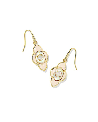 Abbie Medallion Small Gold Drop Earring in Neutral Mix
