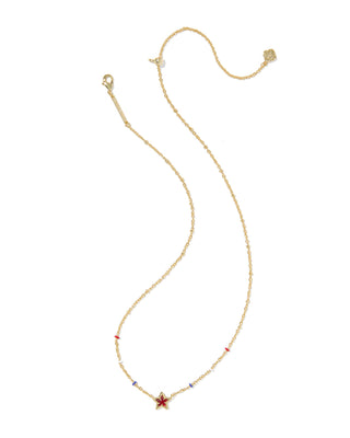 Mini Cassidy Gold Necklace in Red Illusion