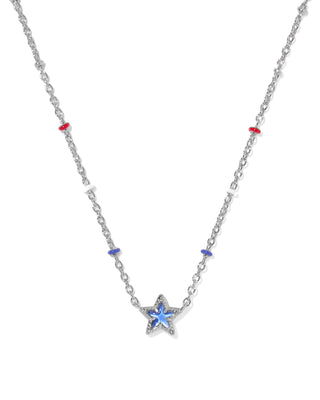 Mini Cassidy Silver Necklace in Cobalt Blue Illusion