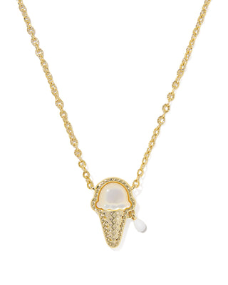 Ice Cream Gold Pendant Necklace in Ivory Mother of Pearl