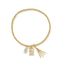 2026 Gold Graduation Stretch Bracelet in Dichroic Glass