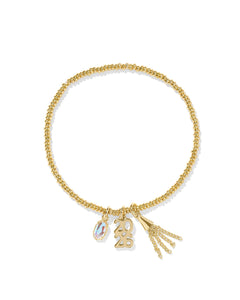 2026 Gold Graduation Stretch Bracelet in Dichroic Glass