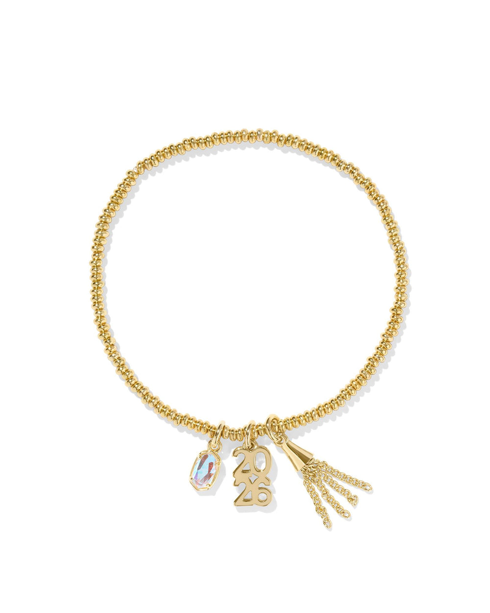 2026 Gold Graduation Stretch Bracelet in Dichroic Glass