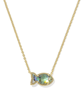 Parker Fish Pendant Gold Necklace in Abalone Shell