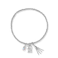 2026 Silver Graduation Stretch Bracelet in Dichroic Glass