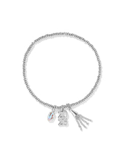 2026 Silver Graduation Stretch Bracelet in Dichroic Glass