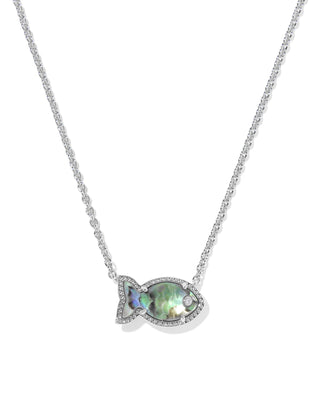 Parker Fish Pendant Silver Necklace in Abalone Shell