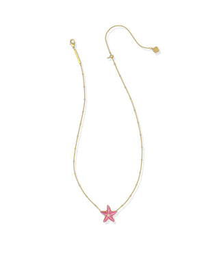 Parker Starfish Pendant Gold Necklace in Bright Pink Mother of Pearl