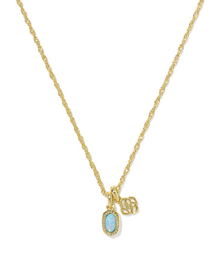 Mini Elisa Dira Gold Necklace in Blue Opal