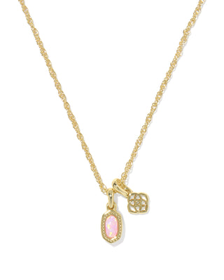 Mini Elisa Dira Gold Necklace in Light Pink Opal