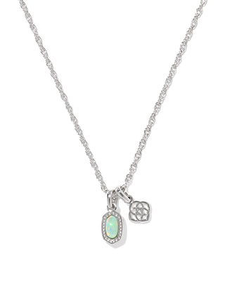 Mini Elisa Dira Silver Necklace in Green Opal