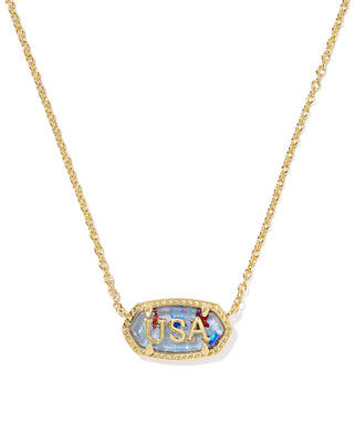 Elisa USA Gold Necklace in Red White Blue Illusion