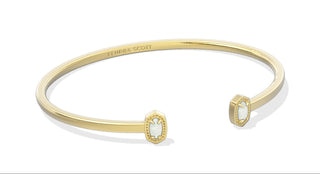 Mini Elton Gold Cuff Bracelet in Bright White Opal