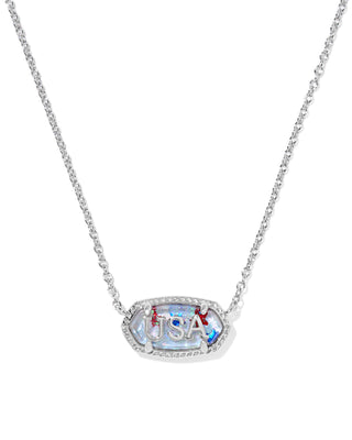 Elisa USA Silver Necklace in Red White Blue Illusion