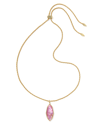Ophelia Gold Long Pendant Necklace in Light Mauve Illusion