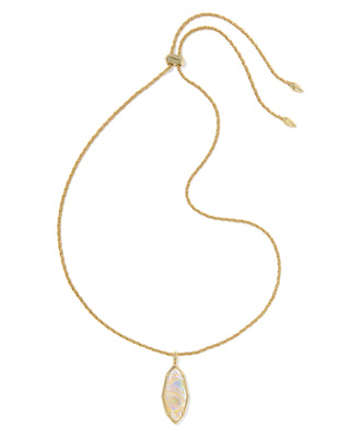 Ophelia Gold Long Pendant Necklace in Iridescent Abalone