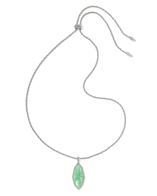 Ophelia Silver Long Pendant Necklace in Mint Iridescent Abalone