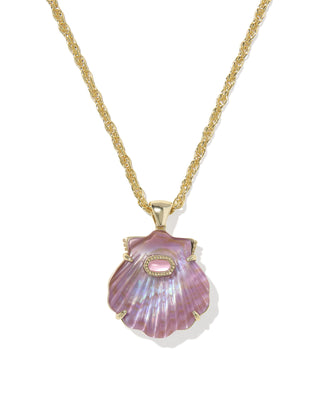 Lucia Gold Shell Necklace in Light Mauve Illusion