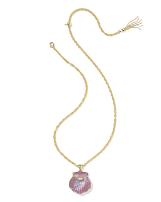 Lucia Gold Shell Necklace in Light Mauve Illusion