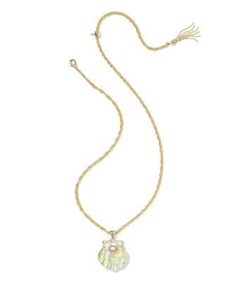 Lucia Gold Shell Necklace in Iridescent Abalone