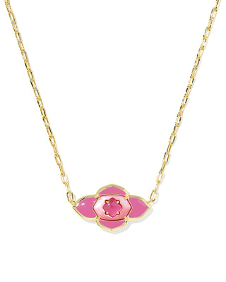 Abbie Medallion Gold Necklace in Hot Pink Mix