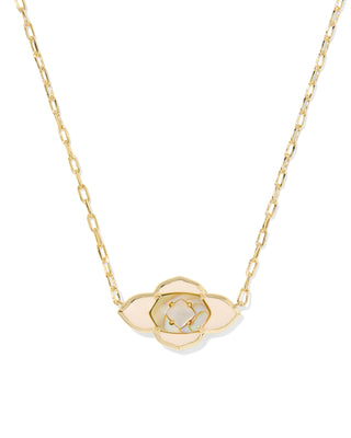 Abbie Medallion Gold Necklace in Neutral Mix