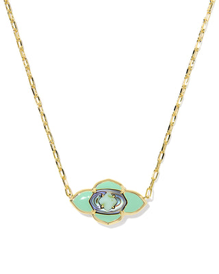 Abbie Medallion Gold Necklace in Sea Green Abalone