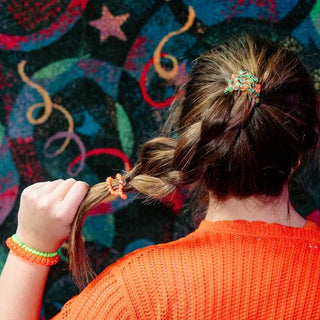 Hold your hair and enhance your style with TELETIES. The strong grip, no rip hair tie that doubles as a bracelet. Strong, pretty and stylish, TELETIES are designed to withstand everyday demands while taking your look to the next level

This five pack includes 3 smalls and 2 larges.