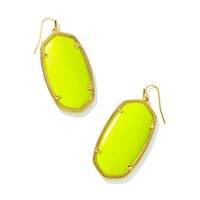 Danielle Gold Statement Earrings in Neon Yellow