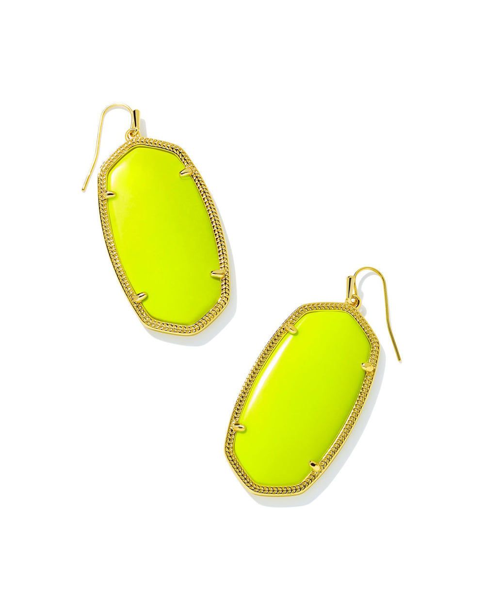 Danielle Gold Statement Earrings in Neon Yellow