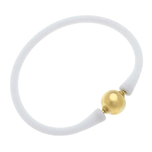Bali 24K Gold Plated Bead Silicone Bracelet White