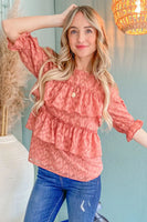 Leopard Tiered Ruffle Blouse
