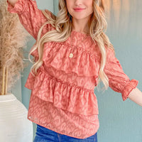 Leopard Tiered Ruffle Blouse