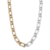 Callan Rectangular Chain Link Necklace in Mixed Metals
