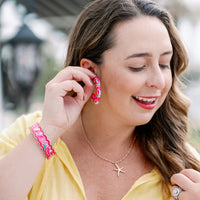Reese Tropical Statement Hoop Earrings in Pink
