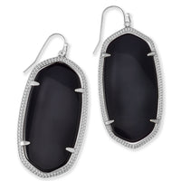 Danielle Silver Drop Earrings in Black Opaque Glass