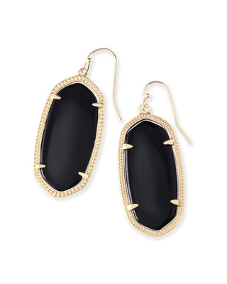 Elle Gold Drop Earrings in Black