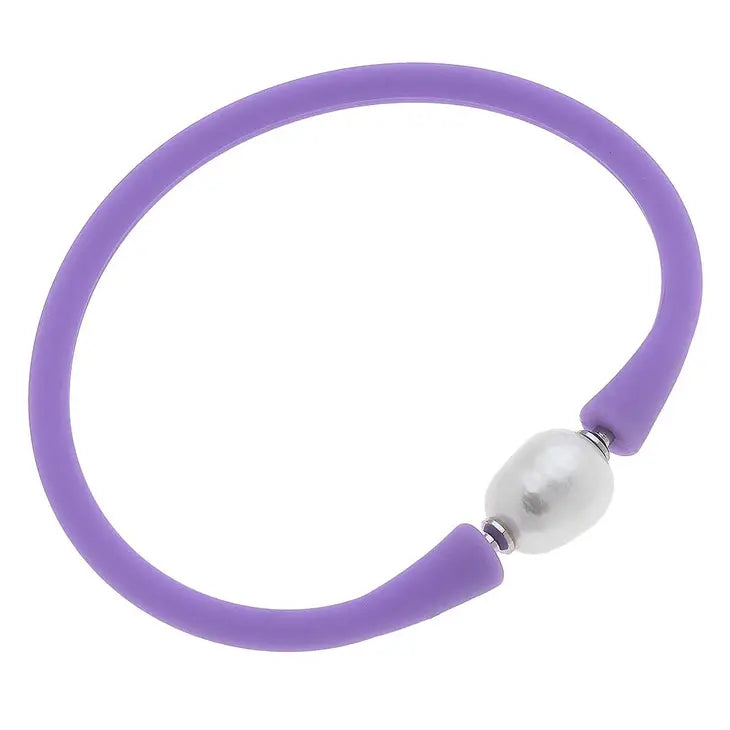 Bali Freshwater Pearl Silicone Bracelet in Lavender