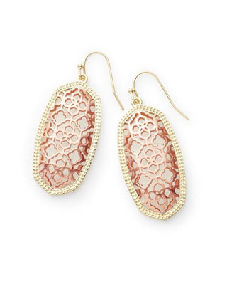 Elle Drop Earring in Gold - Rose Gold Filigree Mix