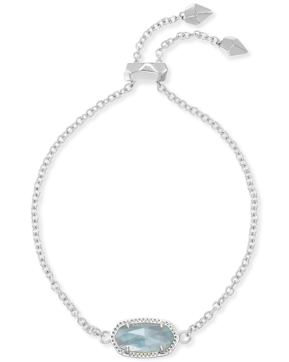 Elaina Silver Adjustable Chain Bracelet in Light Blue Illusion