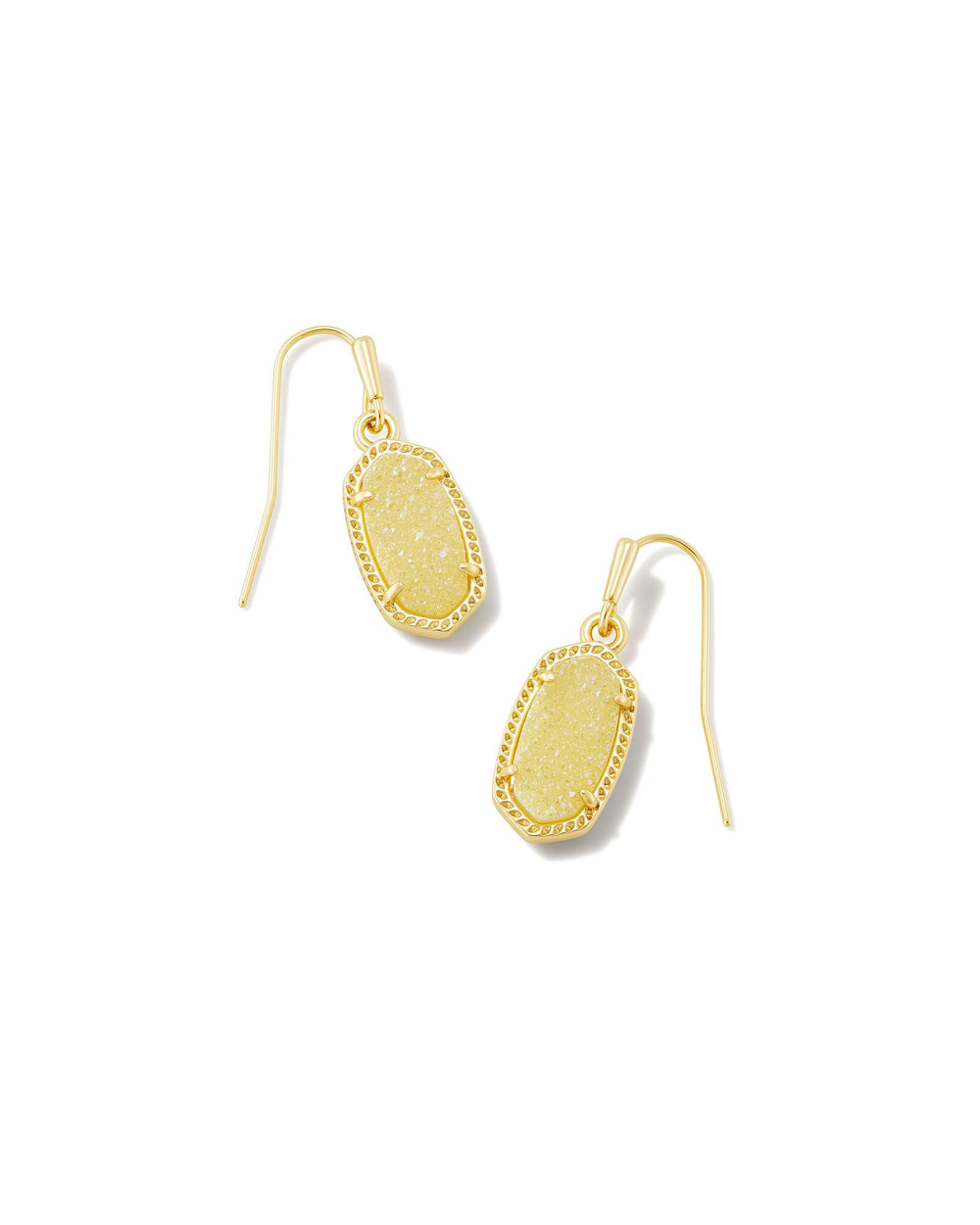 Lee Gold Drop Earrings in Light Yellow Drusy